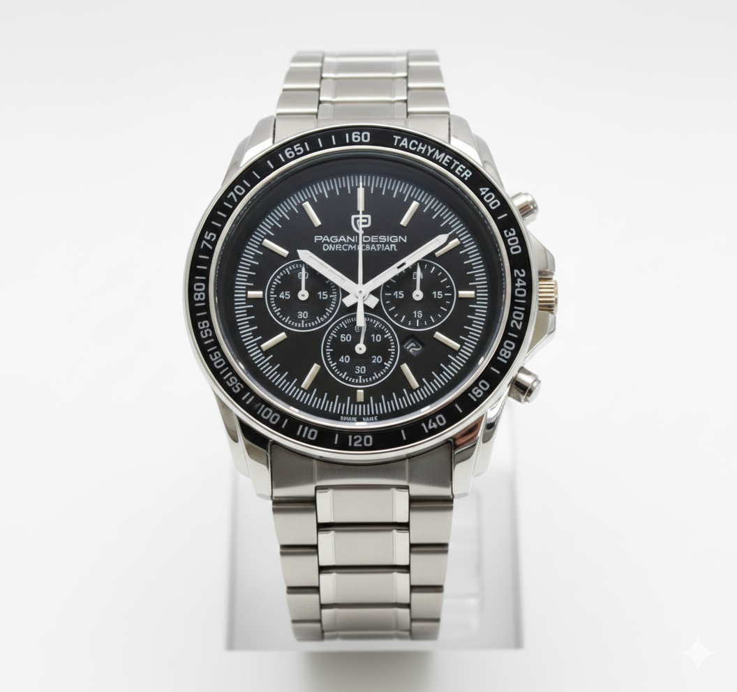 Men Silver Stainless Steel Strap Watch