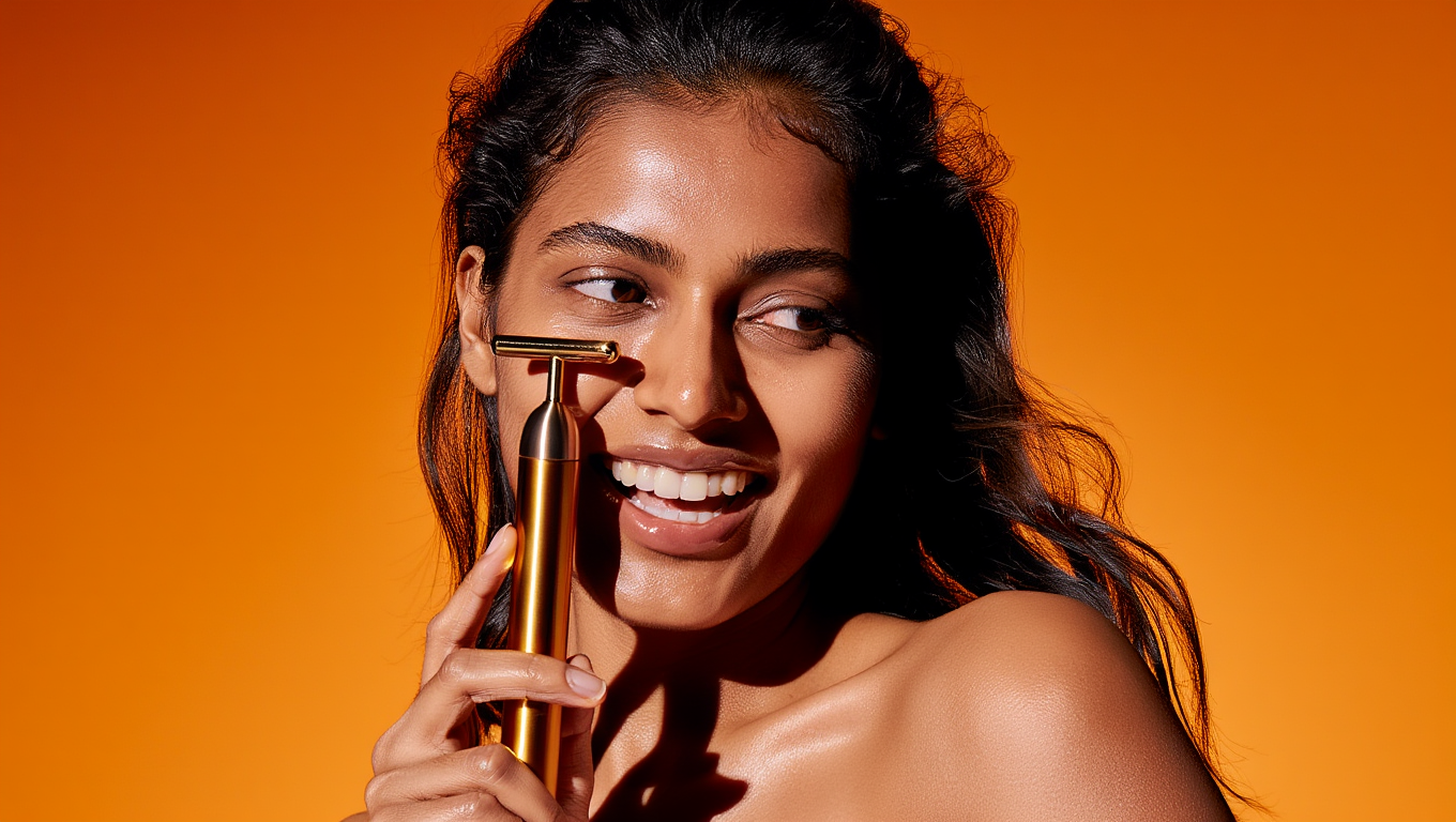 24K Gold Energy Beauty Bar Electric Facial Massage Roller